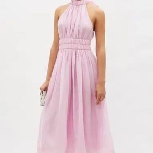 Zimmermann light pink prima halter bow dress